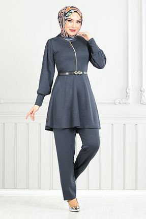 ست بالاتنه و پائین تنه طوسی زنانه بافتنی ModaMerve - کد 906417776