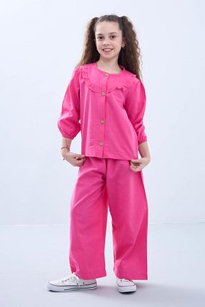 ست بالاتنه و پائین تنه صورتی بچه گانه بافتنی Perendi - کد 858994095