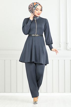 ست بالاتنه و پائین تنه طوسی زنانه بافتنی ModaMerve - کد 906417776