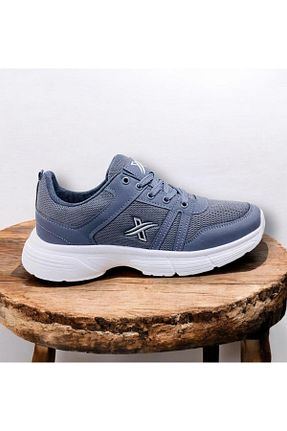 کفش اسنیکر طوسی مردانه بند دار KANTEX - کد 807693502