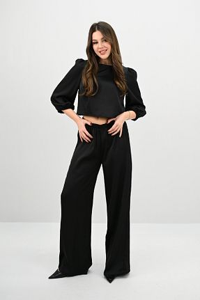 ست بالاتنه و پائین تنه مشکی زنانه بافتنی Koza Butik - کد 906425568