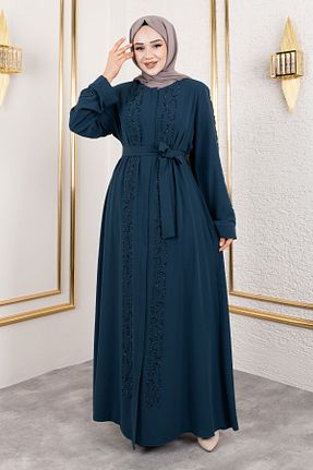 کلاه و ابایا آبی زنانه بافتنی Tesettür Dünyası - کد 906421834