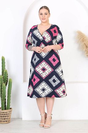 لباس سایز بزرگ سرمه ای زنانه ویسکون Madwilo - کد 906430612