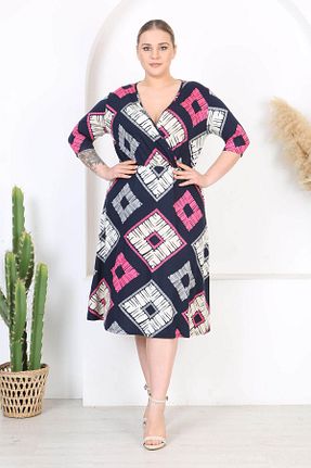لباس سایز بزرگ سرمه ای زنانه ویسکون Madwilo - کد 906430612