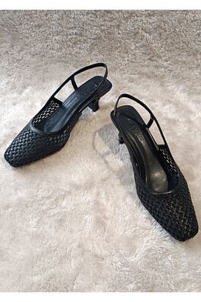 کفش پاشنه بلند کلاسیک مشکی زنانه حصیر RUXENE - کد 906436326