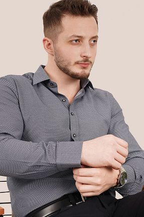 پیراهن طوسی مردانه اسلیم فیت Etikmen - کد 46479985