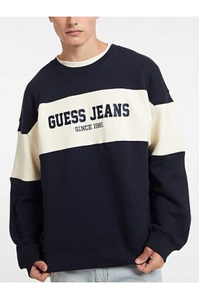 سوئیشرت سرمه ای مردانه طرح دار Guess - کد 869208772