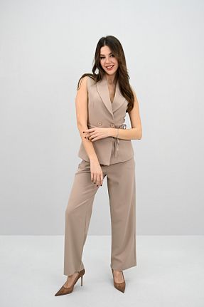 ست بالاتنه و پائین تنه بژ زنانه بافتنی Koza Butik - کد 906466139