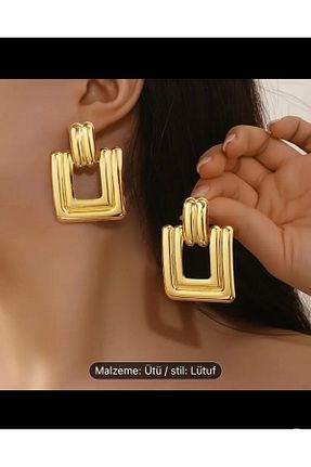 گوشواره جواهر زرد روکش طلا Nilperi - کد 903312860