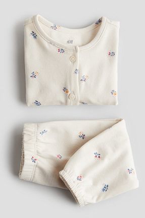 ست نوزادی بژ بچه گانه پنبه ای H&M - کد 920057295
