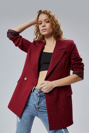 کت بلیزر زرشکی زنانه مخلوط پلی استر Bolivente - کد 906487303
