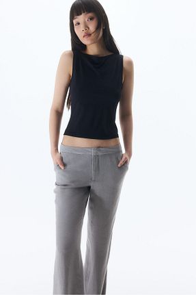 شلوار طوسی زنانه مخلوط کتان H&M - کد 906486984