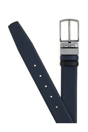 کمربند سرمه ای مردانه چرم خالص Pierre Cardin - کد 906466791