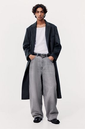 شلوار جین طوسی مردانه پاچه گشاد H&M - کد 906481130