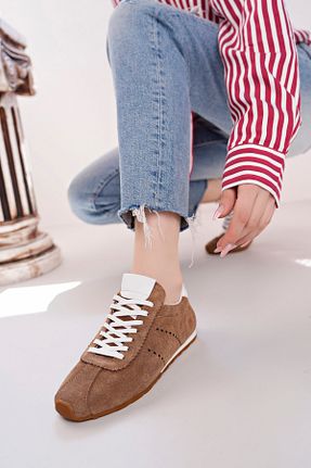 کفش اسنیکر قهوه ای زنانه چرم اصل NOSEY SHOES - کد 904429313
