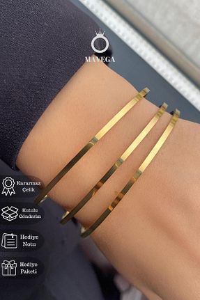 دستبند استیل (فولاد) طلائی زنانه استیل ضد زنگ MAVEGA - کد 869268178