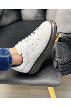 کفش اسنیکر سفید مردانه چرم اصل ByItallanoshoes - کد 906554387