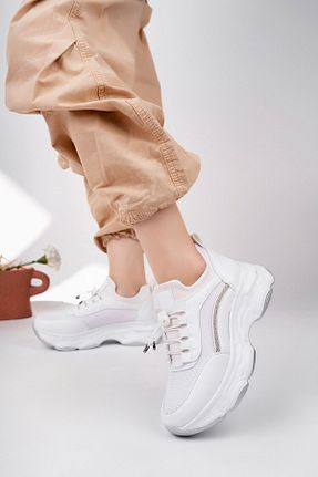 کفش اسنیکر سفید زنانه بند دار McDark - کد 906548367