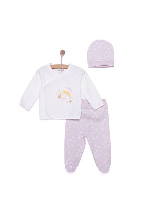 بادی و سرهمی نوزادی بنفش بچه گانه پارچه ebebek Hello Baby - کد 906527069