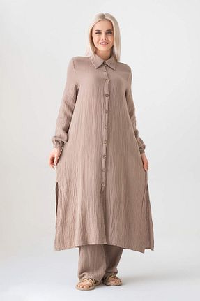 تونیک حجاب قهوه ای زنانه %100 پنبه Fashion Showcase - کد 920333726