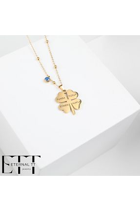 گردنبند استیل ( فولاد ) زرد زنانه استیل ضد زنگ Eternal TT - کد 906526335