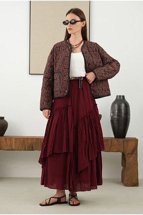 دامن زرشکی زنانه HEQA - کد 906570175