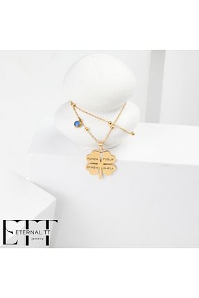 گردنبند استیل ( فولاد ) زرد زنانه استیل ضد زنگ Eternal TT - کد 906526335