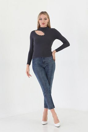 تیشرت طوسی زنانه یقه ماهیگیر Edelle - کد 455132476