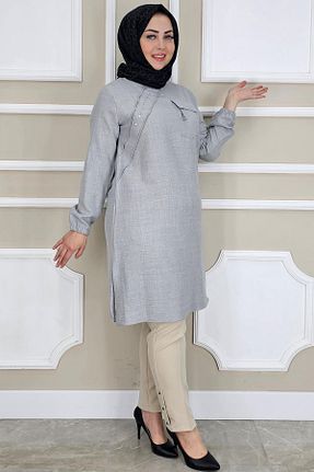 تونیک حجاب طوسی بافتنی MYSTİL - کد 917218226
