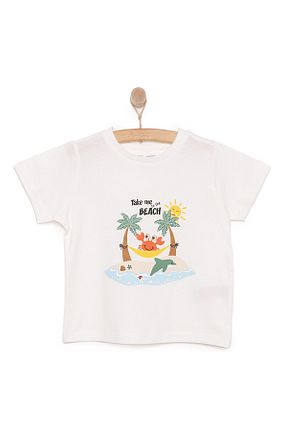 تیشرت سفید بچه گانه رگولار ebebek Hello Baby - کد 917234343