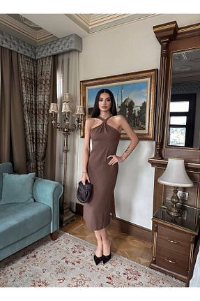 لباس قهوه ای زنانه بافت LOCH BUTİK - کد 917222697