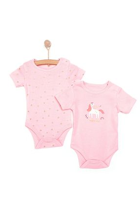 بادی و سرهمی نوزادی صورتی بچه گانه ebebek Hello Baby - کد 917265866