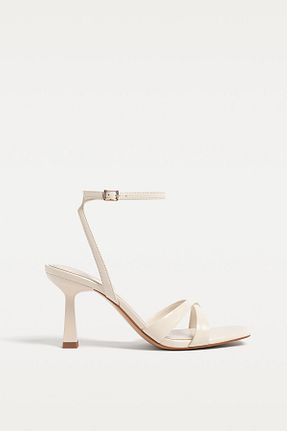 صندل سفید زنانه پاشنه نازک Stradivarius - کد 900410035