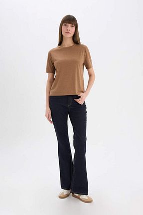 تیشرت قهوه ای زنانه رگولار Defacto - کد 930704117