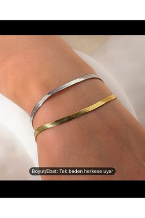 دستبند استیل (فولاد) طوسی زنانه استیل ضد زنگ Nilperi - کد 917242056