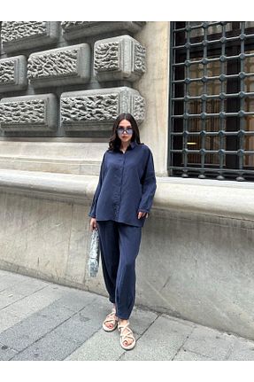 ست بالاتنه و پائین تنه سرمه ای زنانه بافتنی Afili butik - کد 917296905