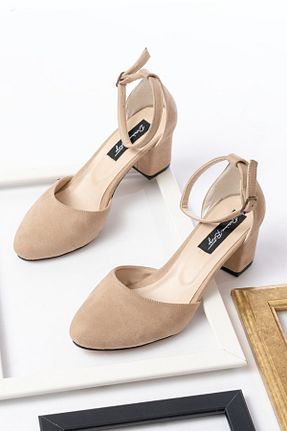 کفش پاشنه بلند کلاسیک بژ زنانه چرم مصنوعی DURUNUN BUTİĞİ - کد 906555825