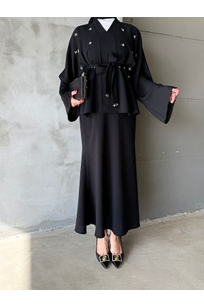 ست بالاتنه و پائین تنه حجاب مشکی زنانه Balık hacer ayaydın - کد 917316448