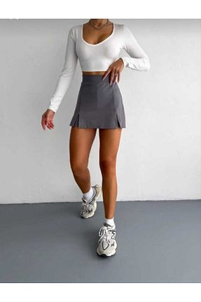 شلوارک و برمودا طوسی زنانه فاق بلند Butik - کد 905053991