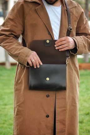 کیف پستچی قهوه ای زنانه چرم خالص matleather - کد 694696348