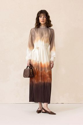 لباس حجاب قهوه ای زنانه رگولار Olcay - کد 917350324
