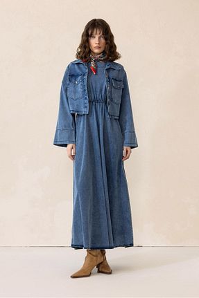 ست بالاتنه و پائین تنه حجاب آبی زنانه رگولار Olcay - کد 917360173