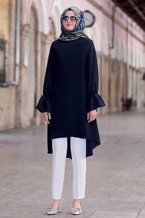 ست بالاتنه و پائین تنه حجاب سرمه ای زنانه رگولار AHUNUR Tesettürde Mutluluk - کد 917357814