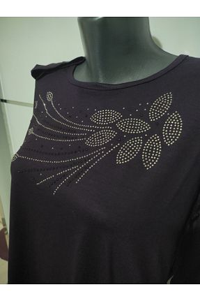 بلوز بنفش زنانه طرح دار Genel Markalar - کد 750555044