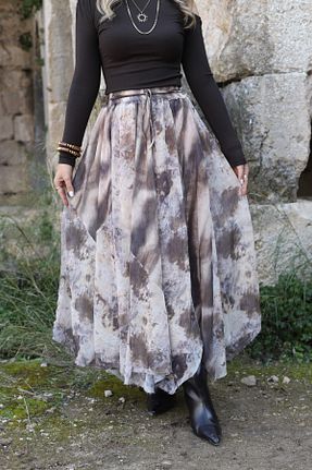دامن قهوه ای زنانه Batik bytugcekaya - کد 917379211