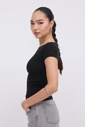 تیشرت مشکی زنانه اسلیم فیت Addax - کد 917382613