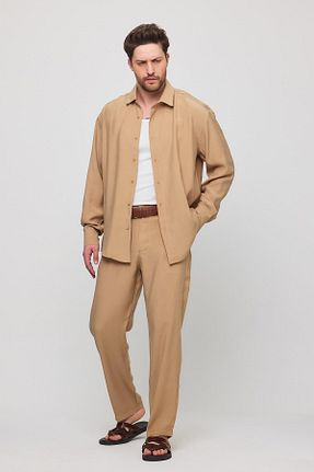 پیراهن قهوه ای مردانه اورسایز NGR - کد 917385717