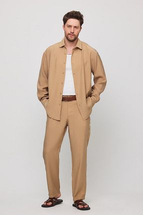 پیراهن قهوه ای مردانه اورسایز NGR - کد 917385717