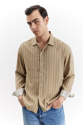 پیراهن قهوه ای مردانه رگولار NGR - کد 917385825