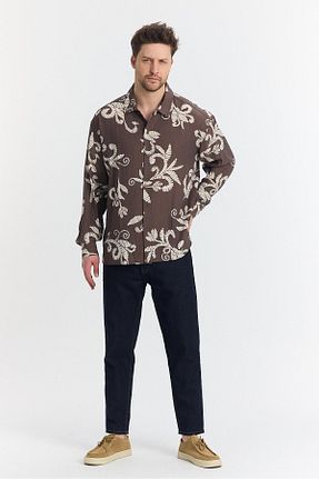 پیراهن قهوه ای مردانه رگولار NGR - کد 917385856